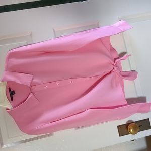 Boston Proper Linen Blend Tie Front Button Down S